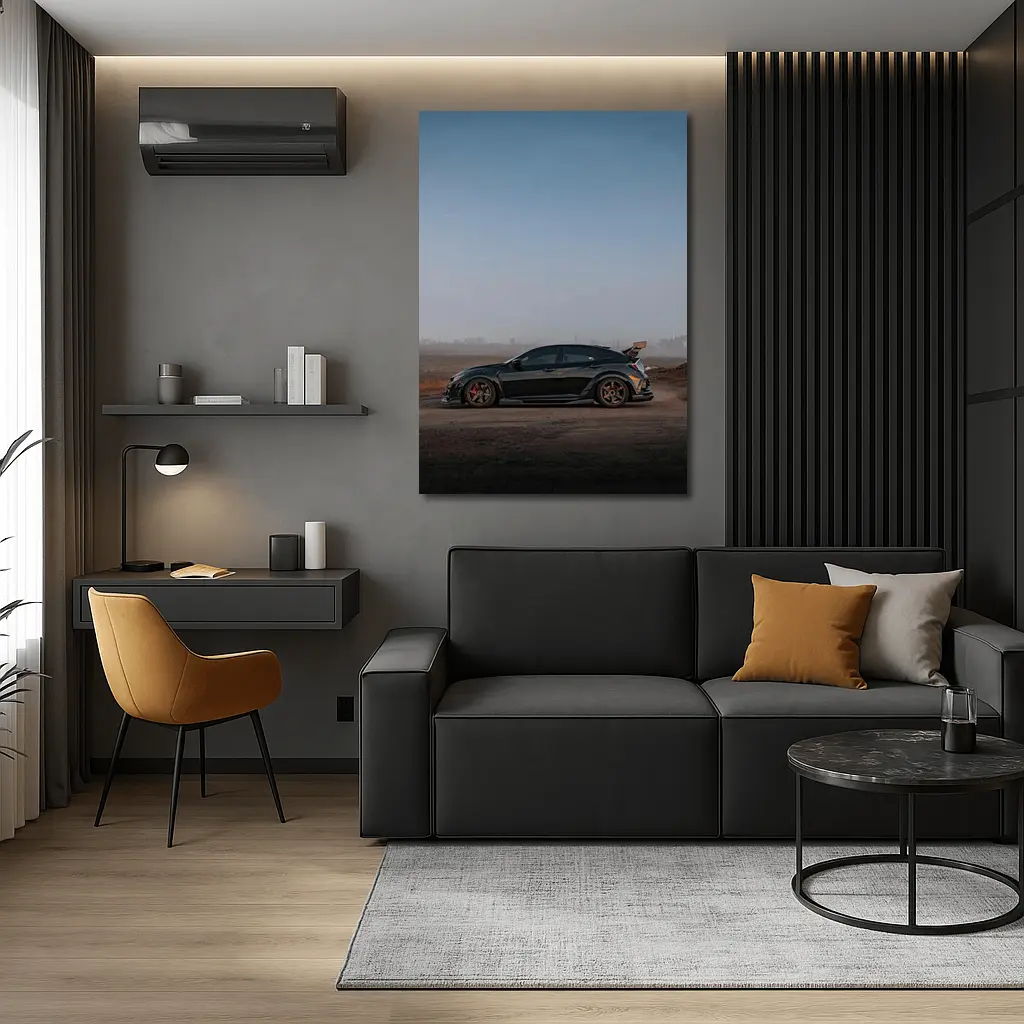Honda Civic Type R Black Misty Landscape – Wall Art