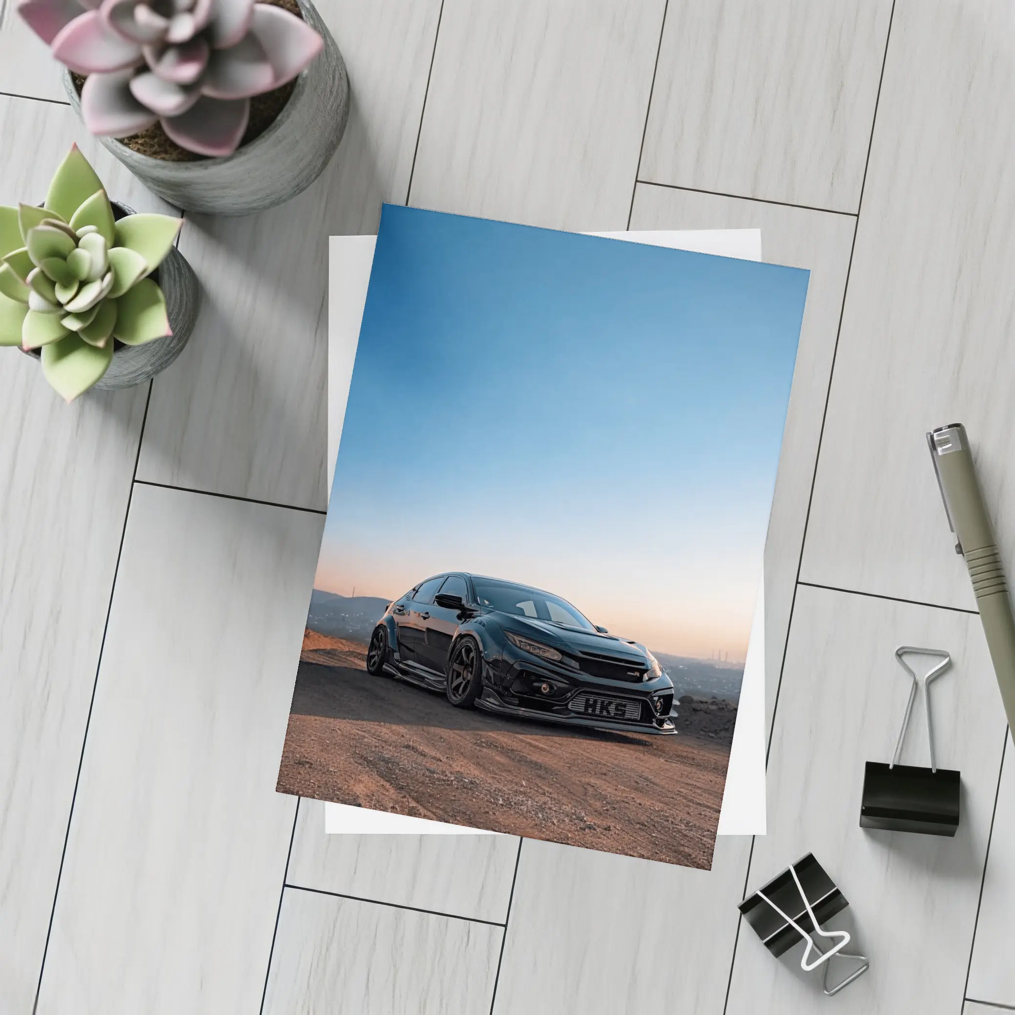Black Honda Civic Type R Sunset Sky – Postcards