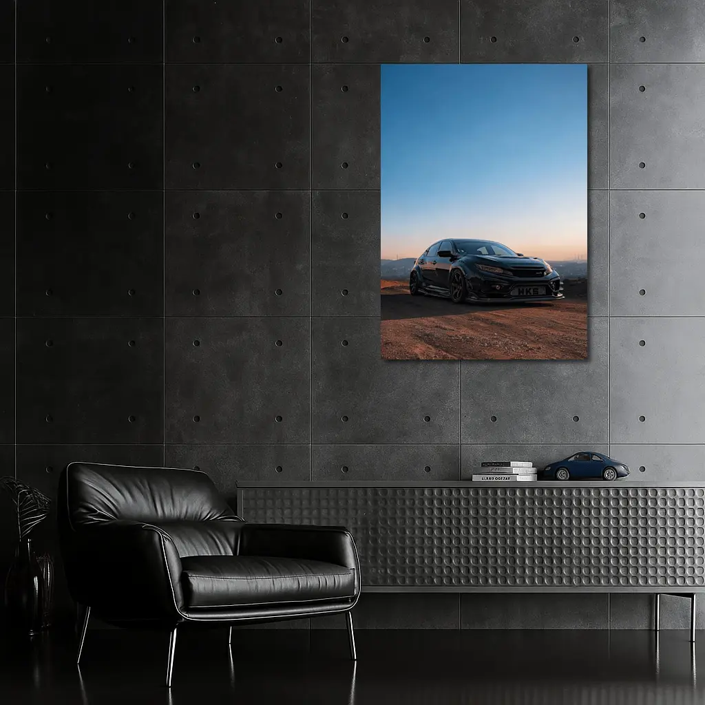 Black Honda Civic Type R Sunset Sky – Wall Art