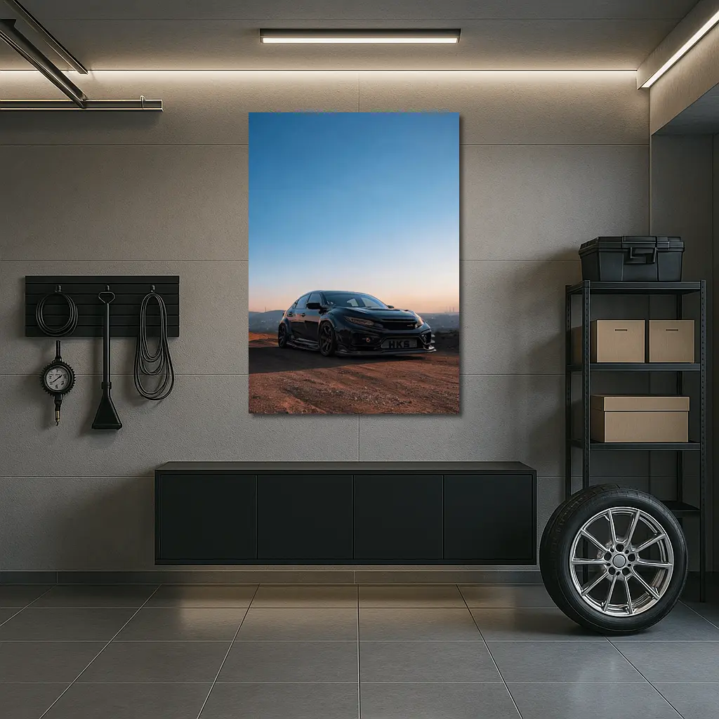 Black Honda Civic Type R Sunset Sky – Wall Art