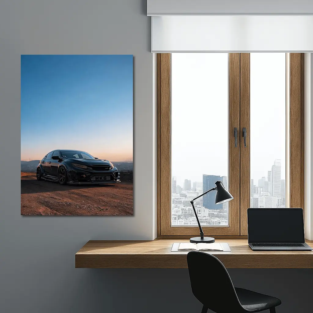 Black Honda Civic Type R Sunset Sky – Wall Art