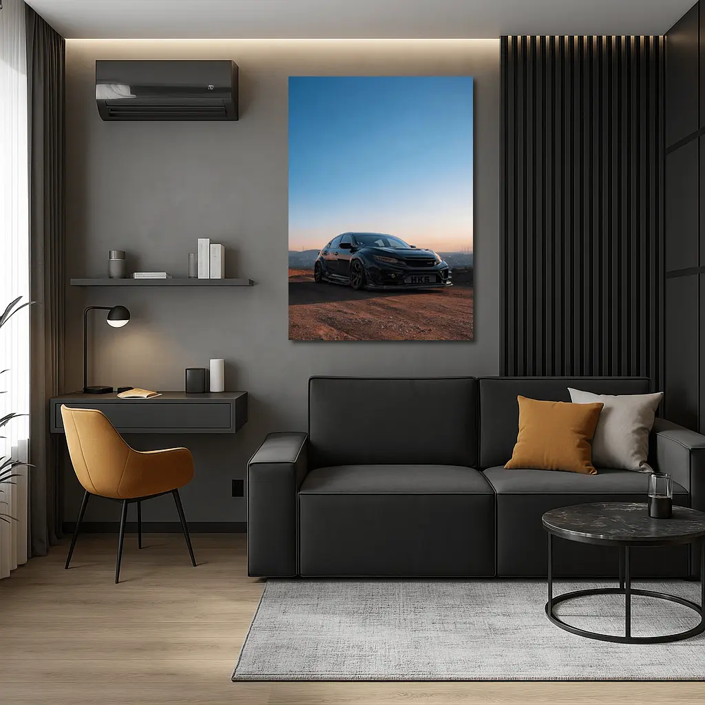 Black Honda Civic Type R Sunset Sky – Wall Art