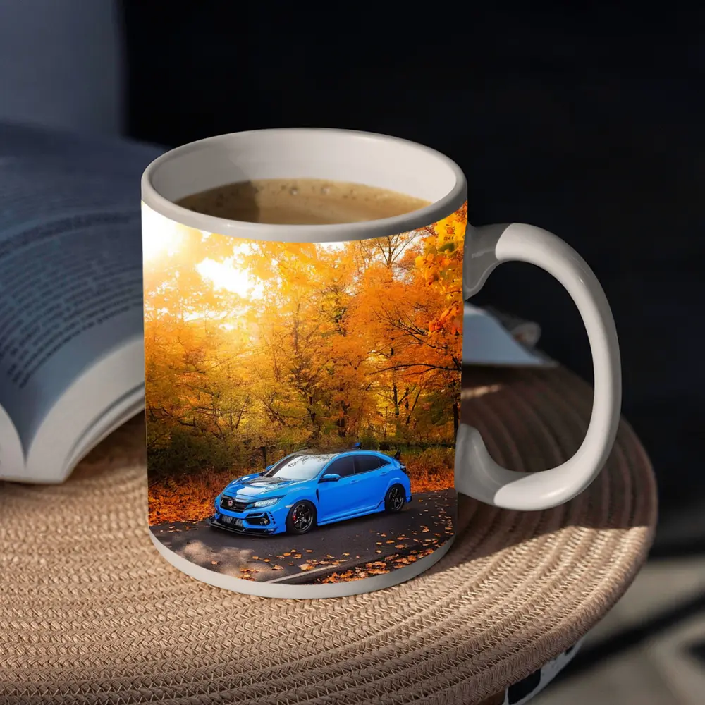 Honda Civic Blue Car Autumn Forest – Mugs