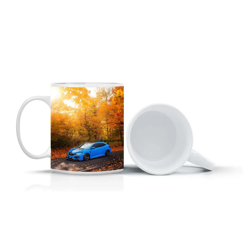 Honda Civic Blue Car Autumn Forest – Mugs