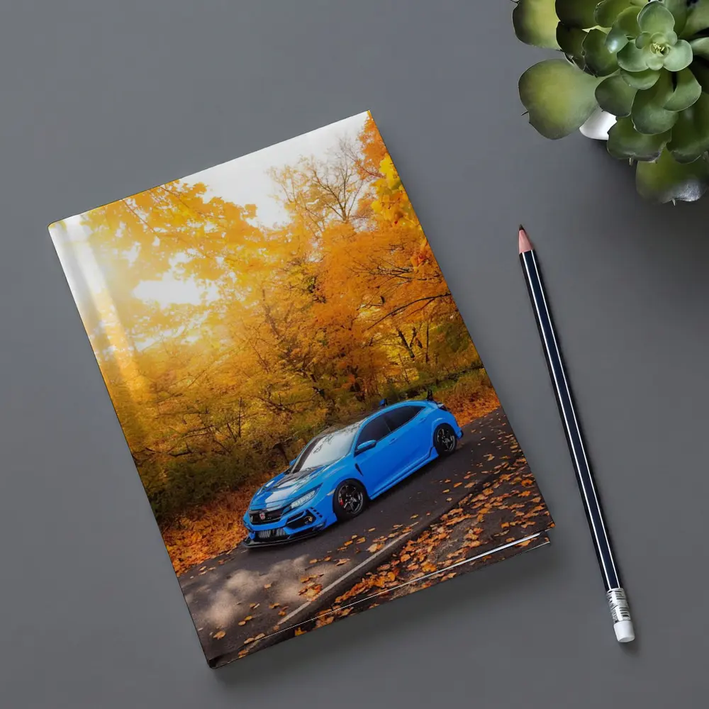 Honda Civic Blue Car Autumn Forest – Notebooks