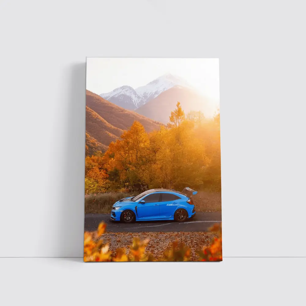 Honda Civic Type R Blue Autumn Mountains – Wall Art