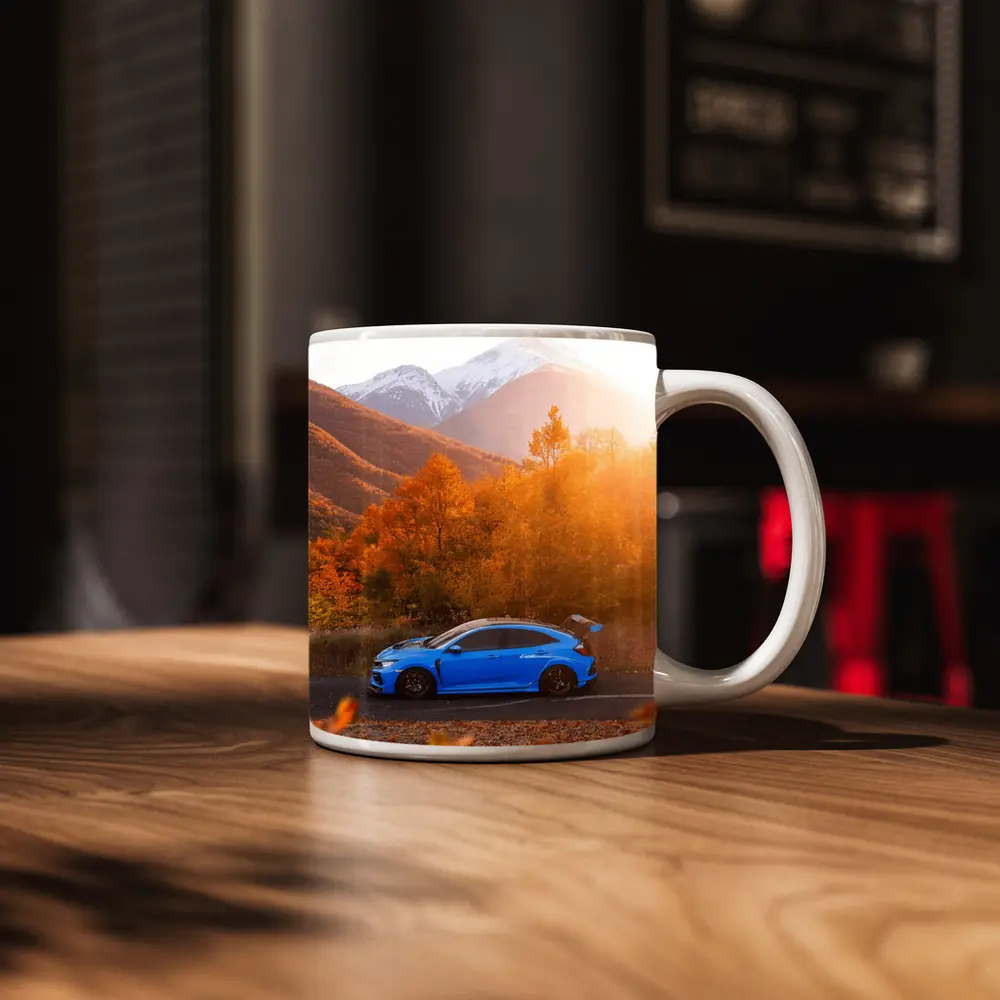 Honda Civic Type R Blue Autumn Mountains – Mugs