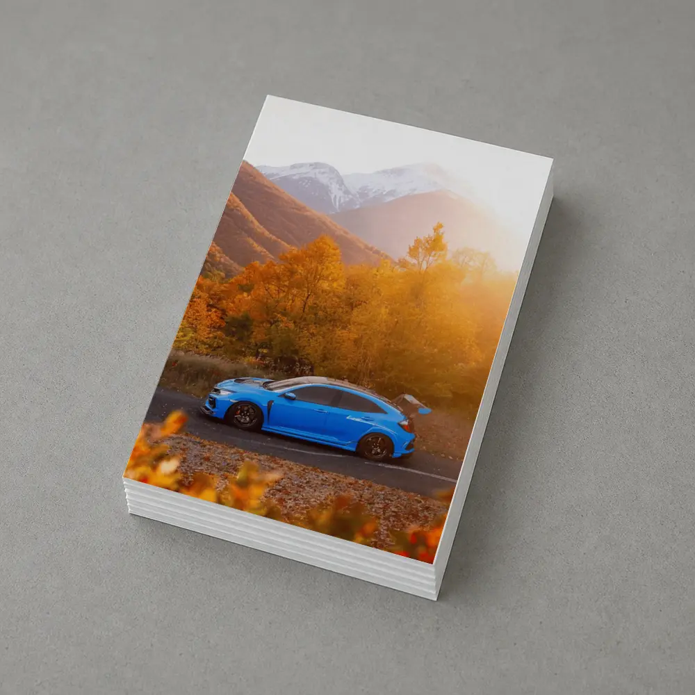 Honda Civic Type R Blue Autumn Mountains – Postcards