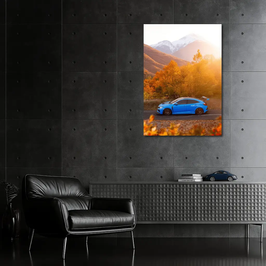 Honda Civic Type R Blue Autumn Mountains – Wall Art