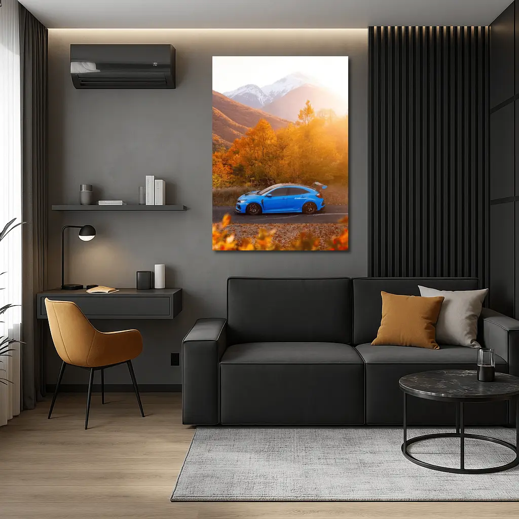 Honda Civic Type R Blue Autumn Mountains – Wall Art