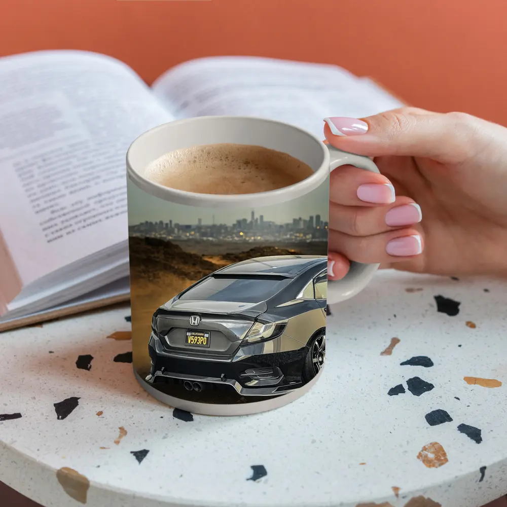 Honda Civic Slammed Build City Skyline – Mugs