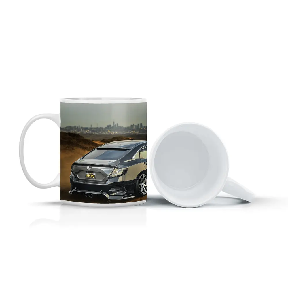 Honda Civic Slammed Build City Skyline – Mugs