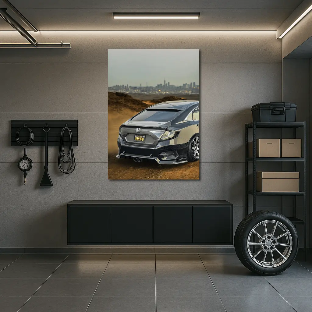 Honda Civic Slammed Build City Skyline – Wall Art