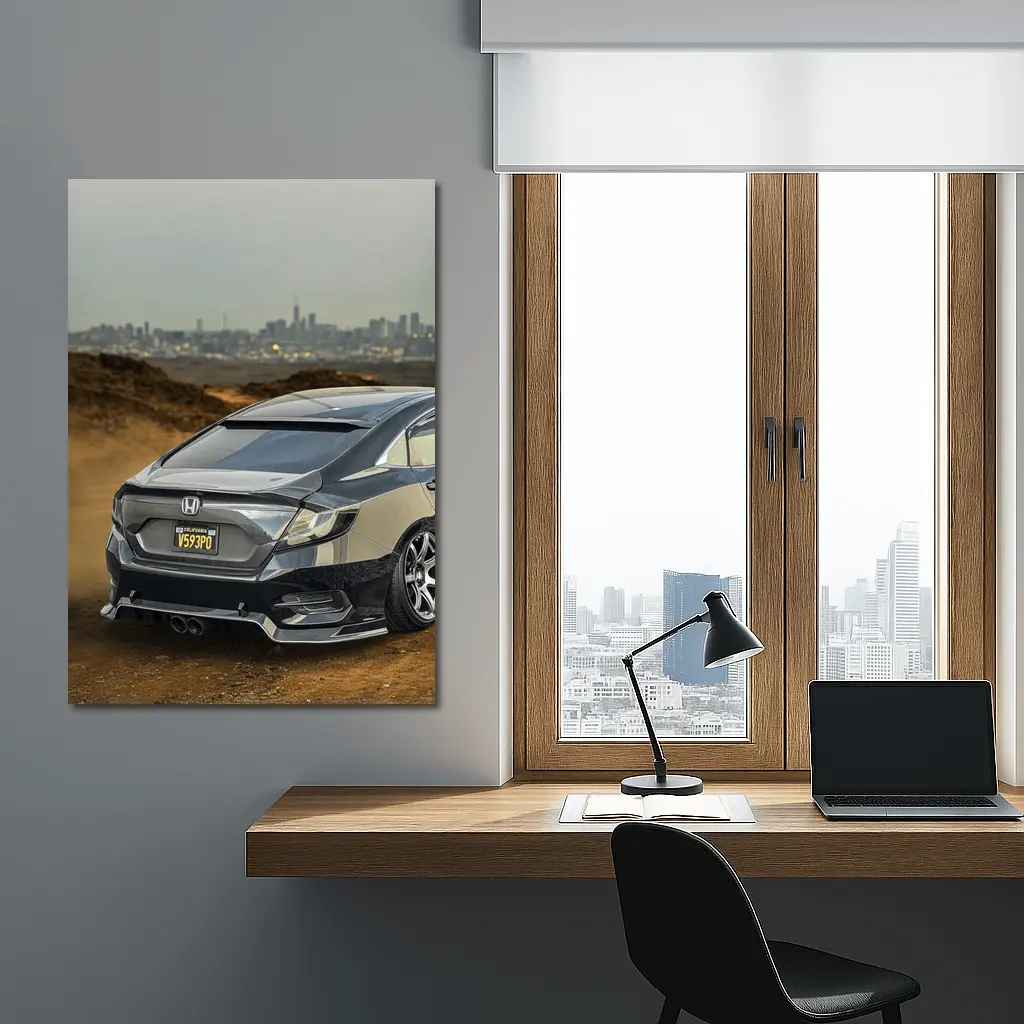 Honda Civic Slammed Build City Skyline – Wall Art