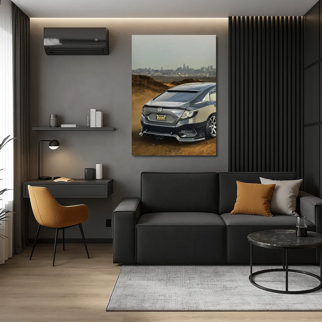 Honda Civic Slammed Build City Skyline – Wall Art