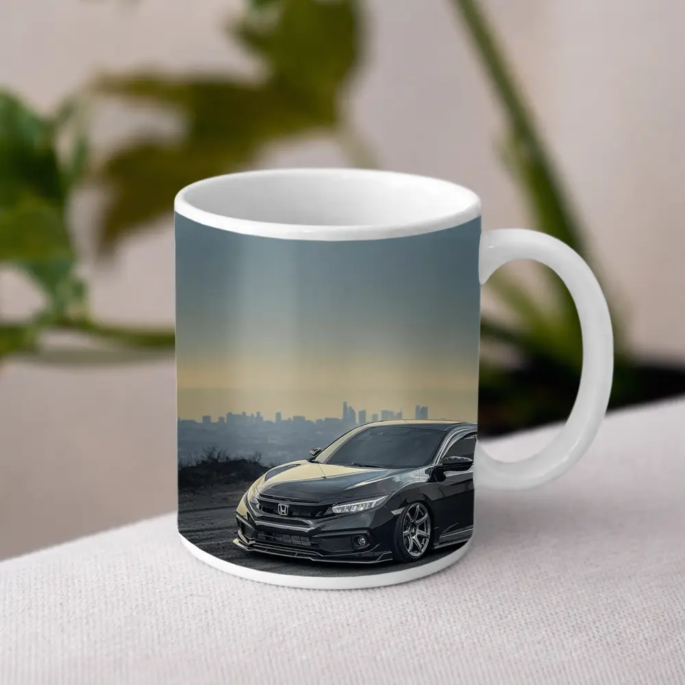 Honda Civic Black Stance City Skyline Dusk – Mugs