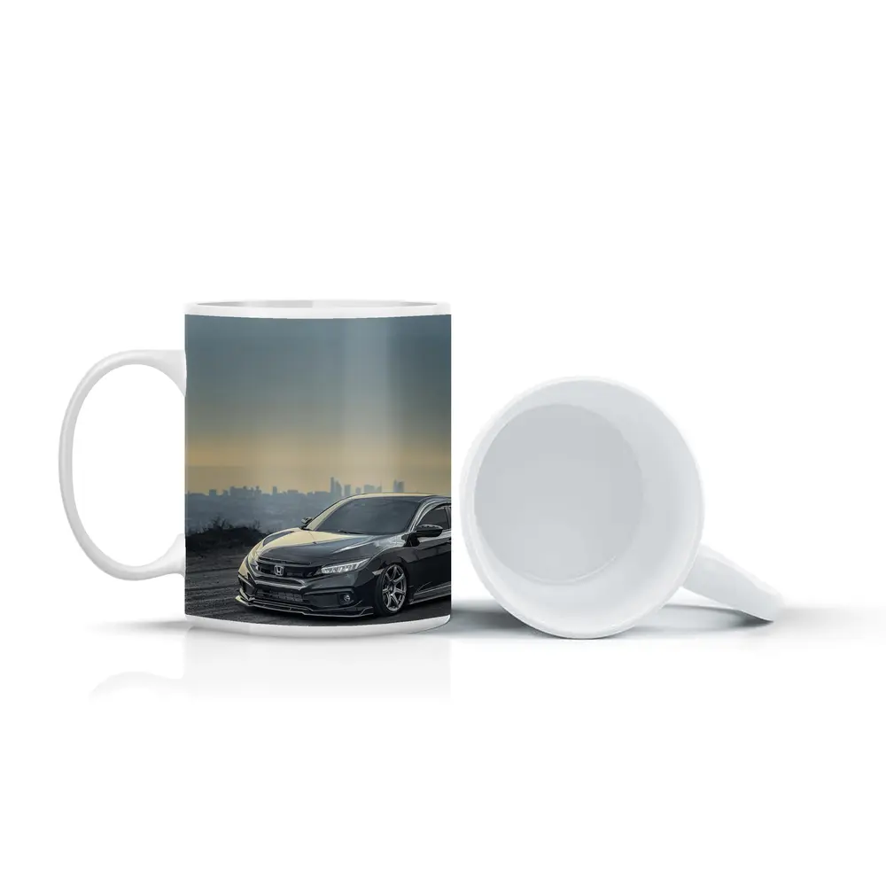 Honda Civic Black Stance City Skyline Dusk – Mugs