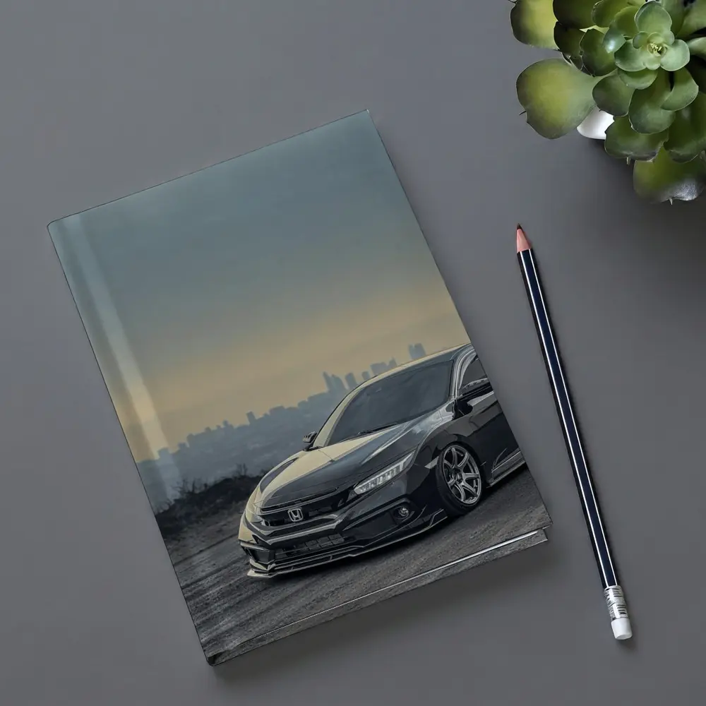 Honda Civic Black Stance City Skyline Dusk – Notebooks