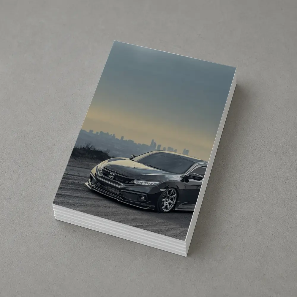 Honda Civic Black Stance City Skyline Dusk – Postcards