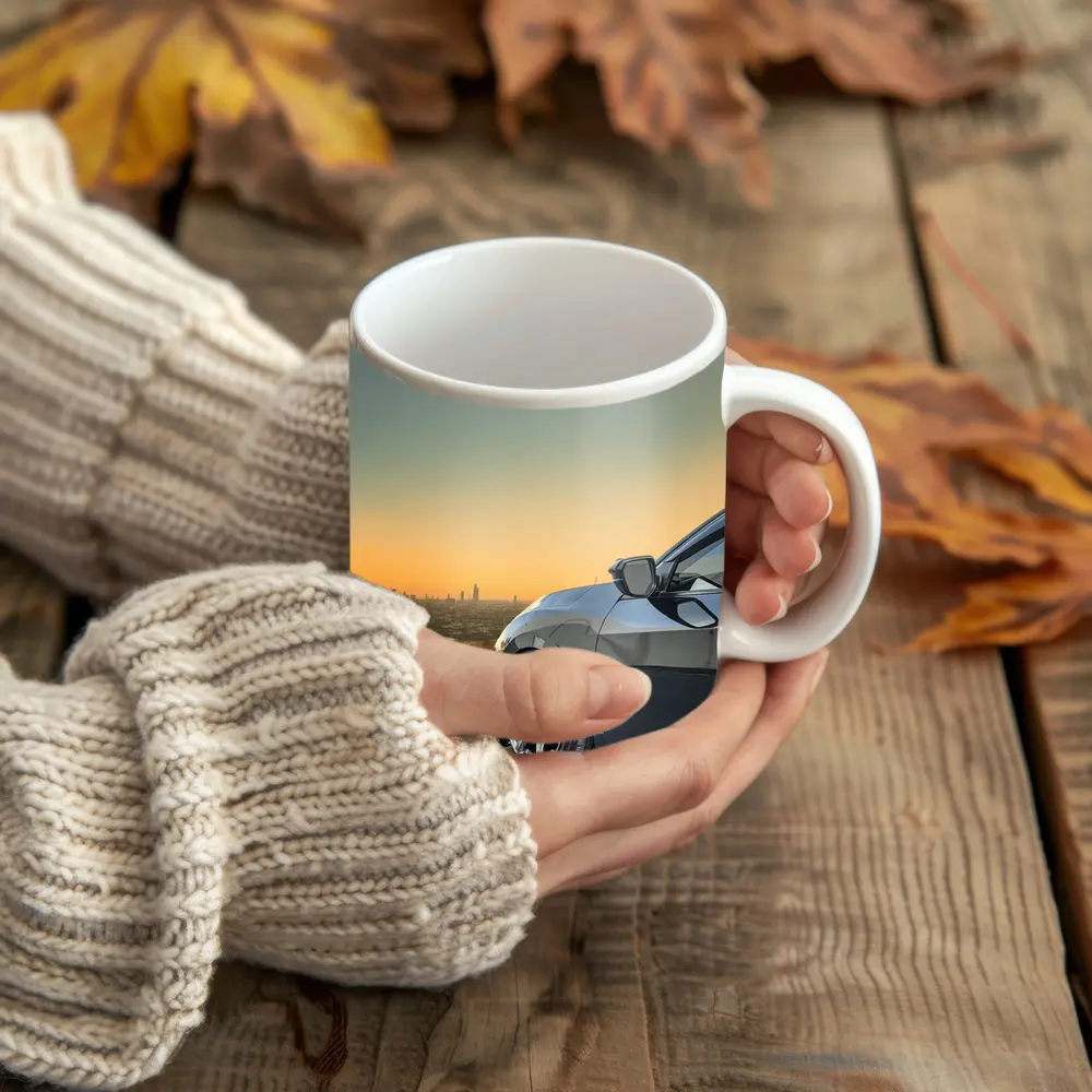 Honda Civic Grey Stance City Sunset View – Mugs