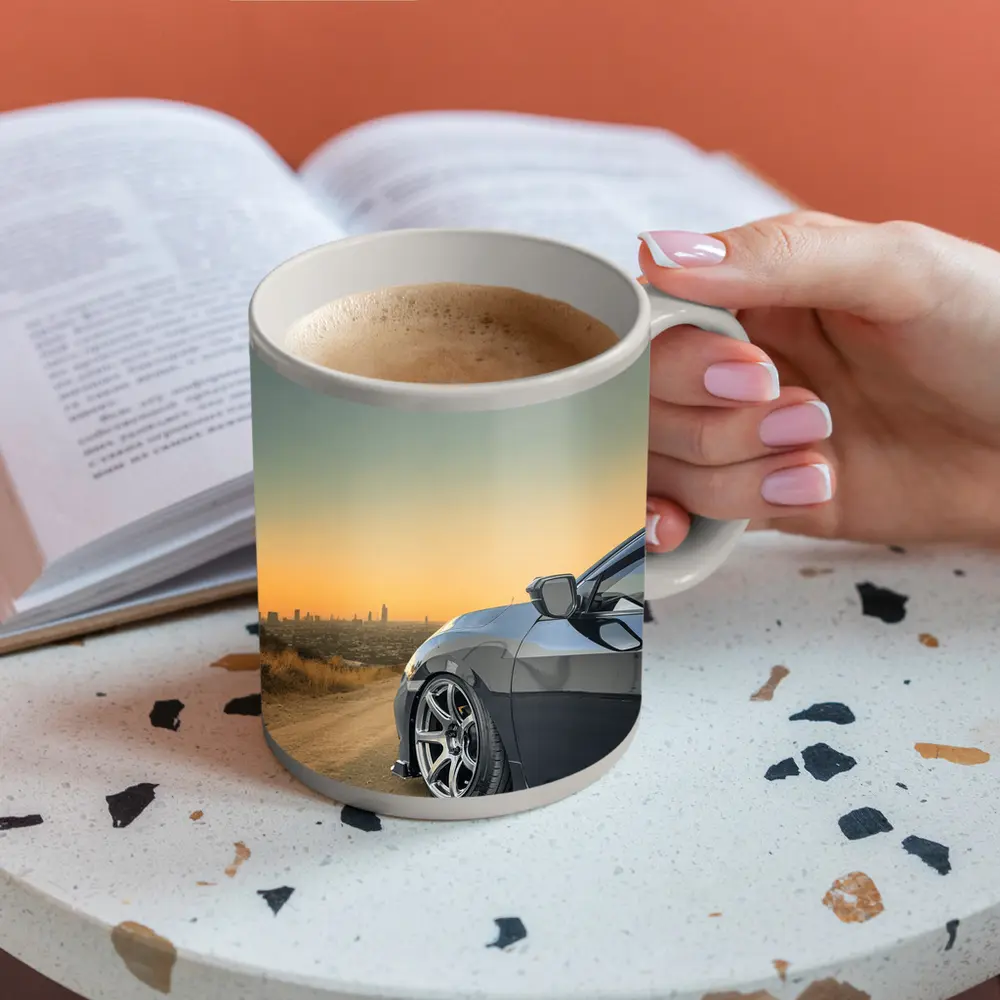 Honda Civic Grey Stance City Sunset View – Mugs