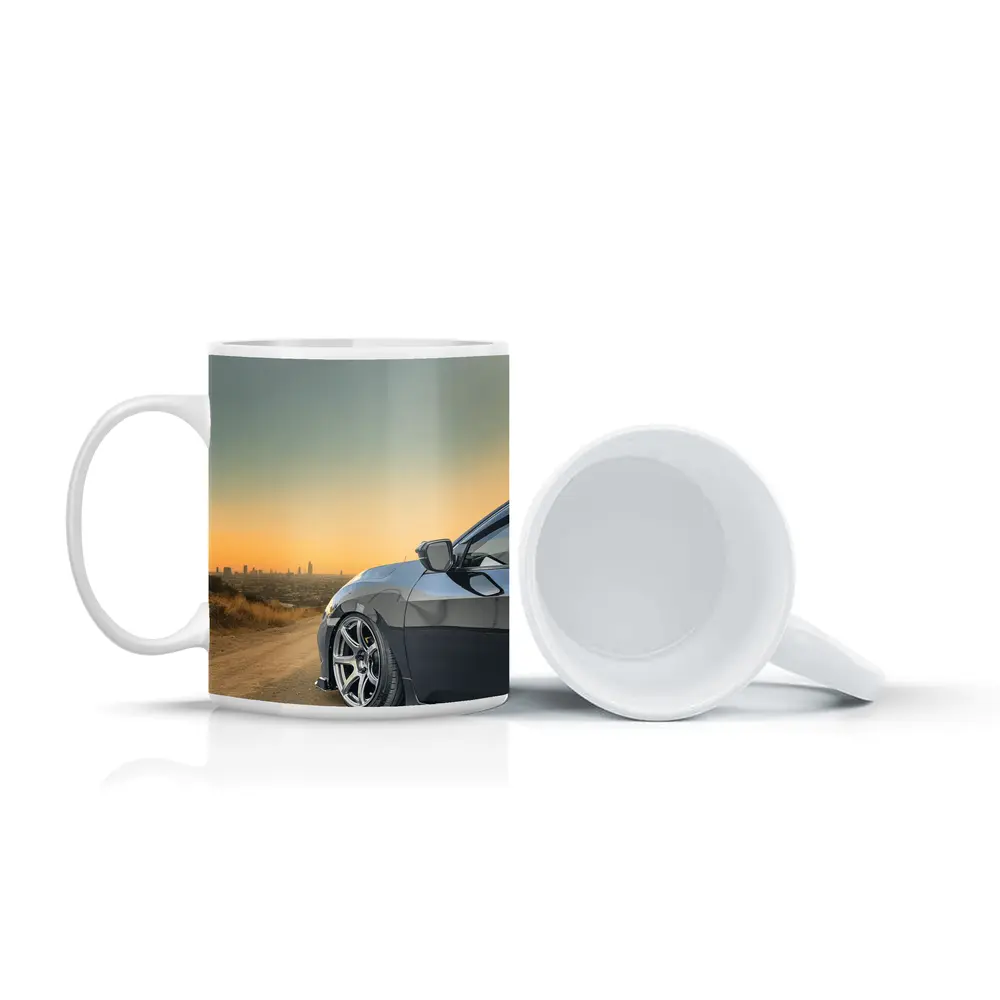Honda Civic Grey Stance City Sunset View – Mugs