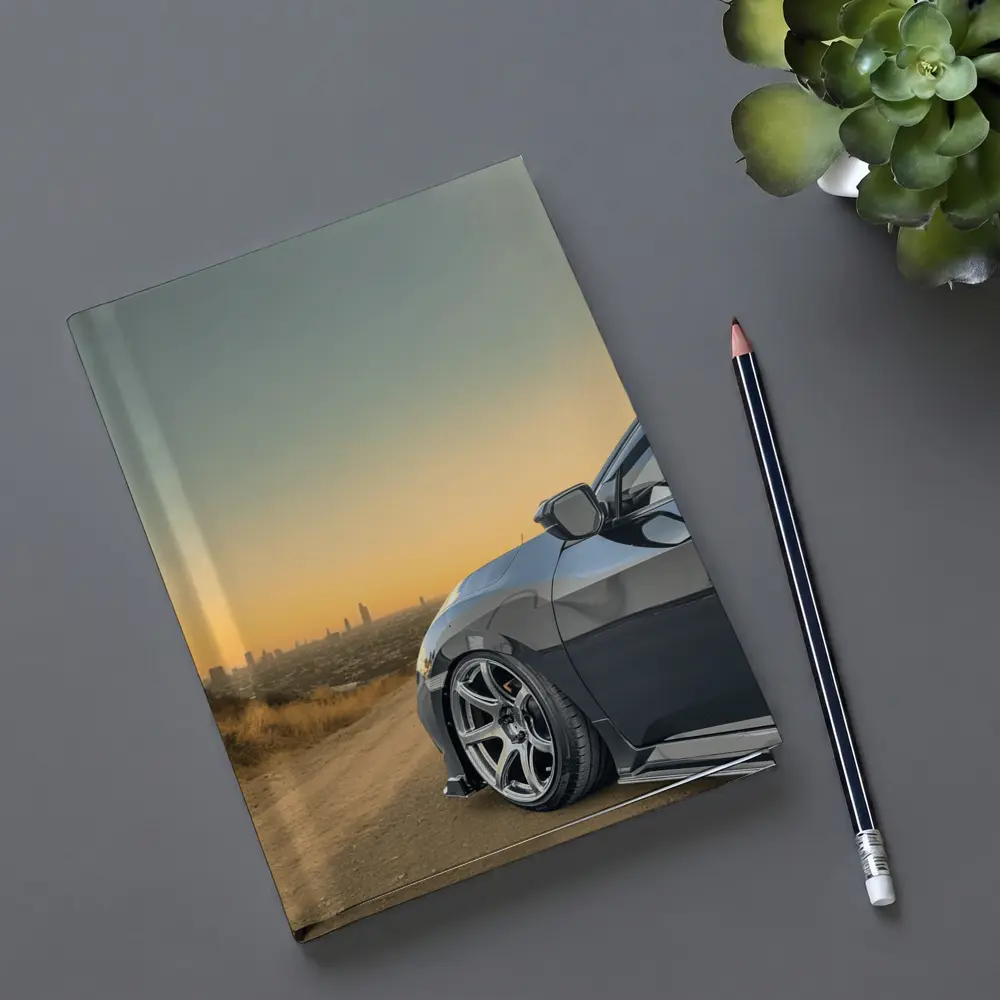 Honda Civic Grey Stance City Sunset View – Notebooks