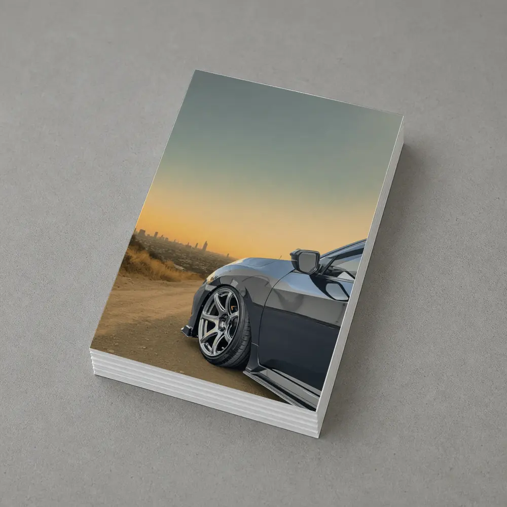Honda Civic Grey Stance City Sunset View – Postcards