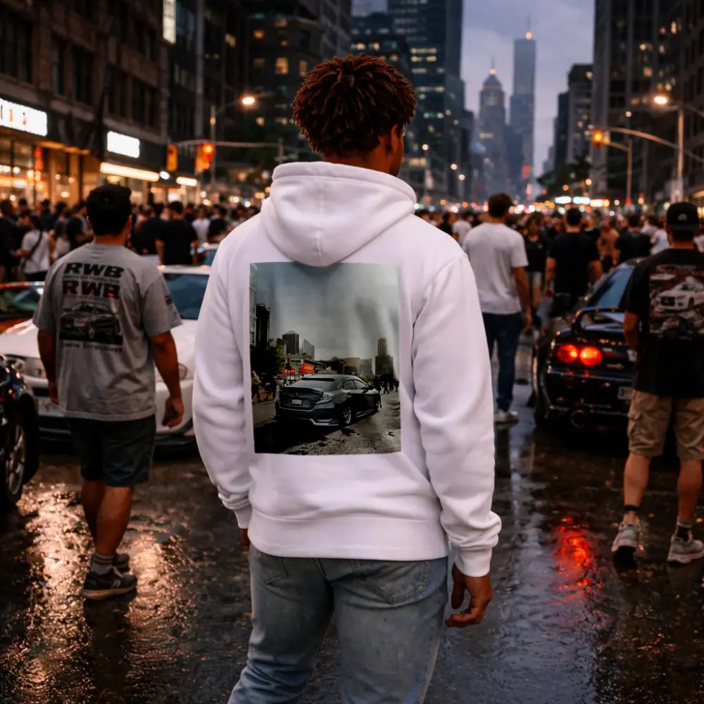 Honda Civic Grey Slammed City Street – Hoodies