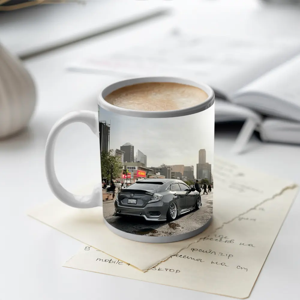 Honda Civic Grey Slammed City Street – Mugs