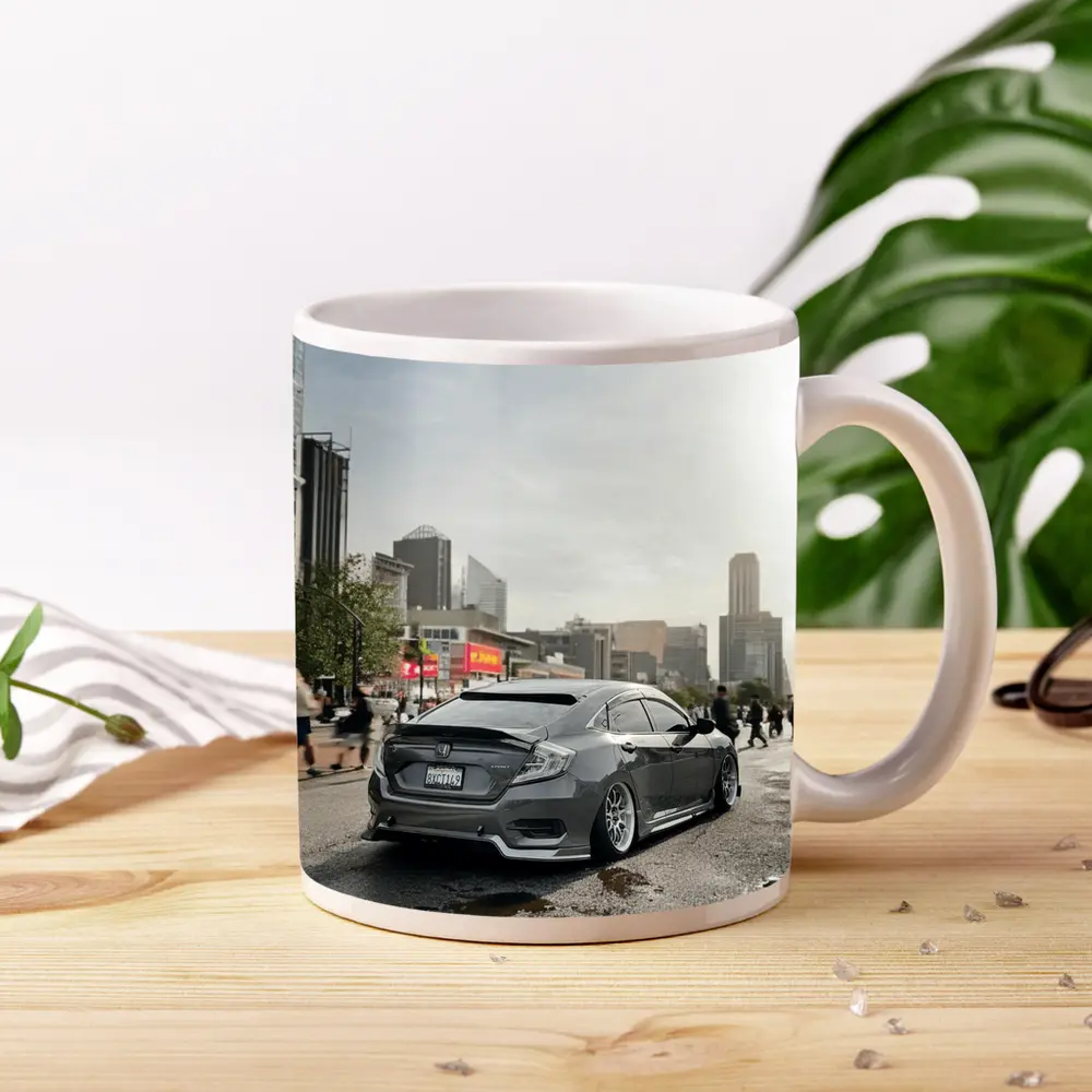 Honda Civic Grey Slammed City Street – Mugs