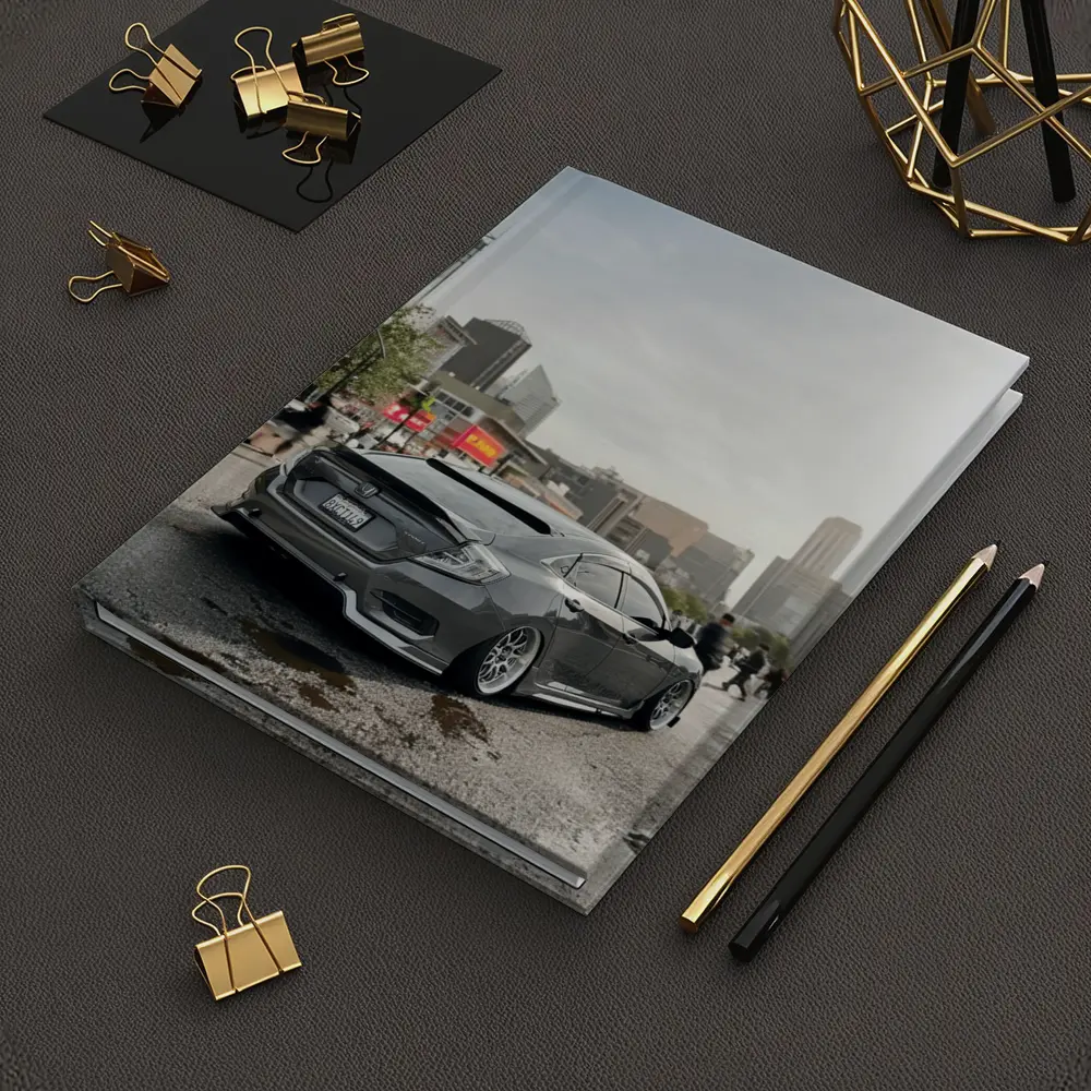 Honda Civic Grey Slammed City Street – Notebooks