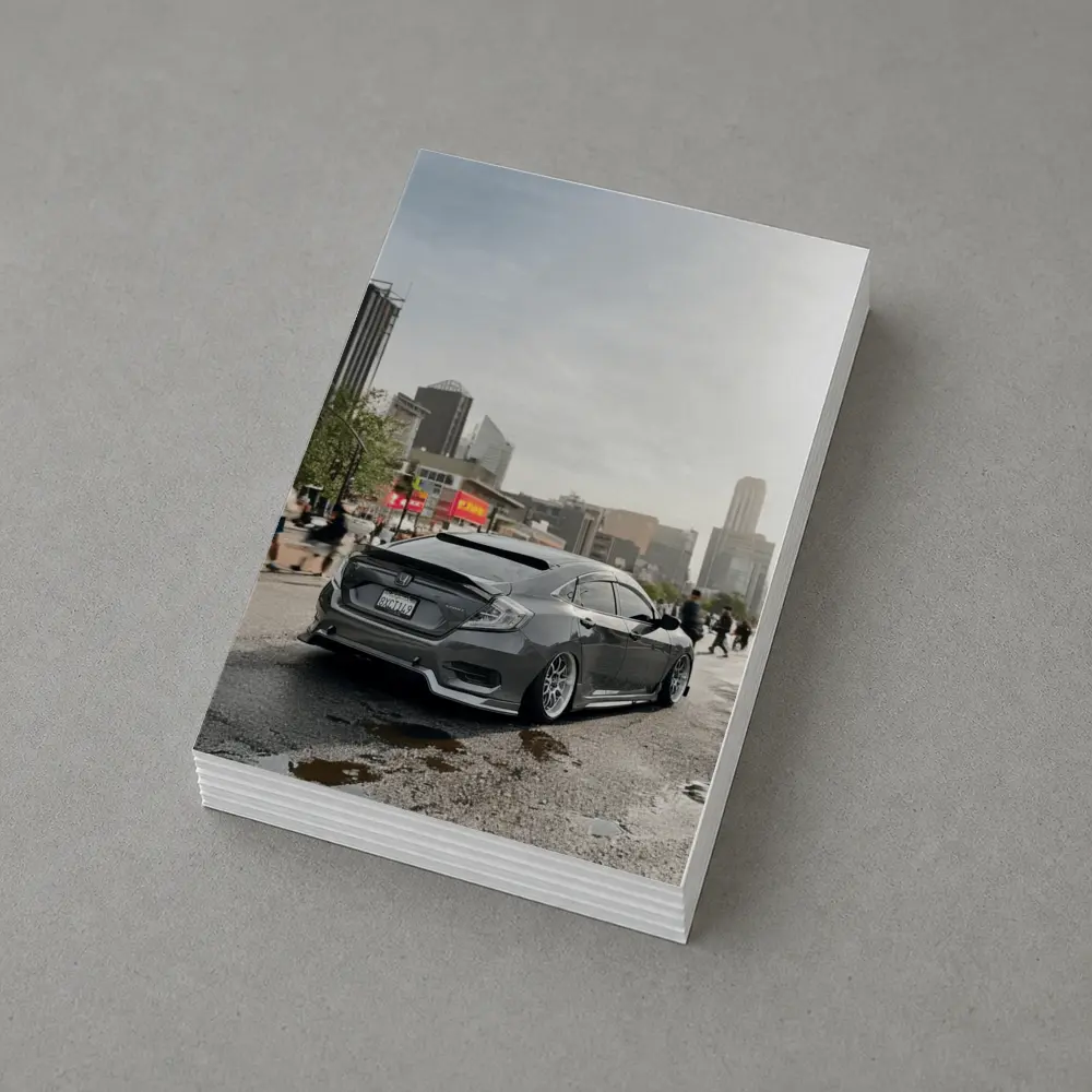 Honda Civic Grey Slammed City Street – Postcards