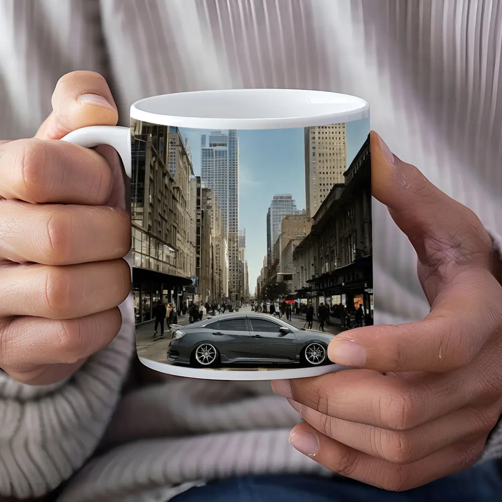 Honda Civic Grey Car City Street – Mugs