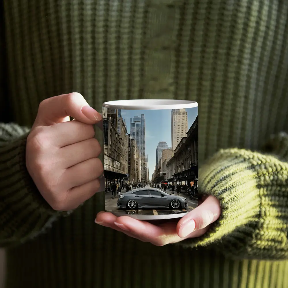 Honda Civic Grey Car City Street – Mugs