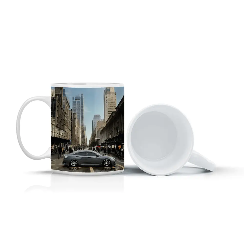 Honda Civic Grey Car City Street – Mugs