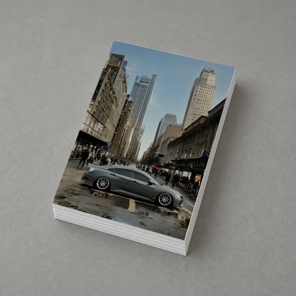 Honda Civic Grey Car City Street – Postcards