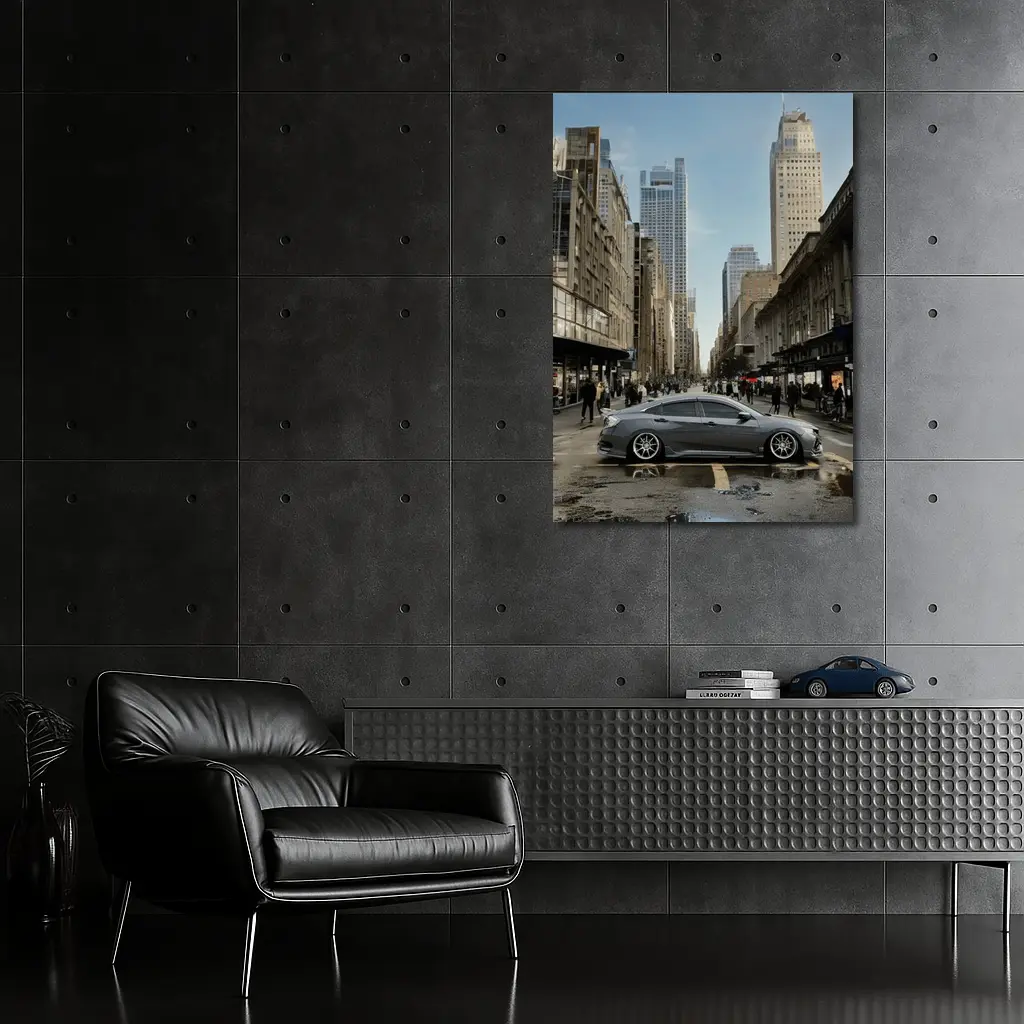Honda Civic Grey Car City Street – Wall Art