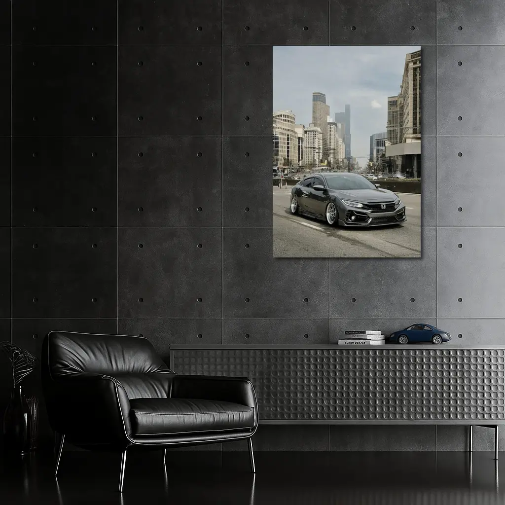 Honda Civic Stance City Street Urban Scene – Wall Art