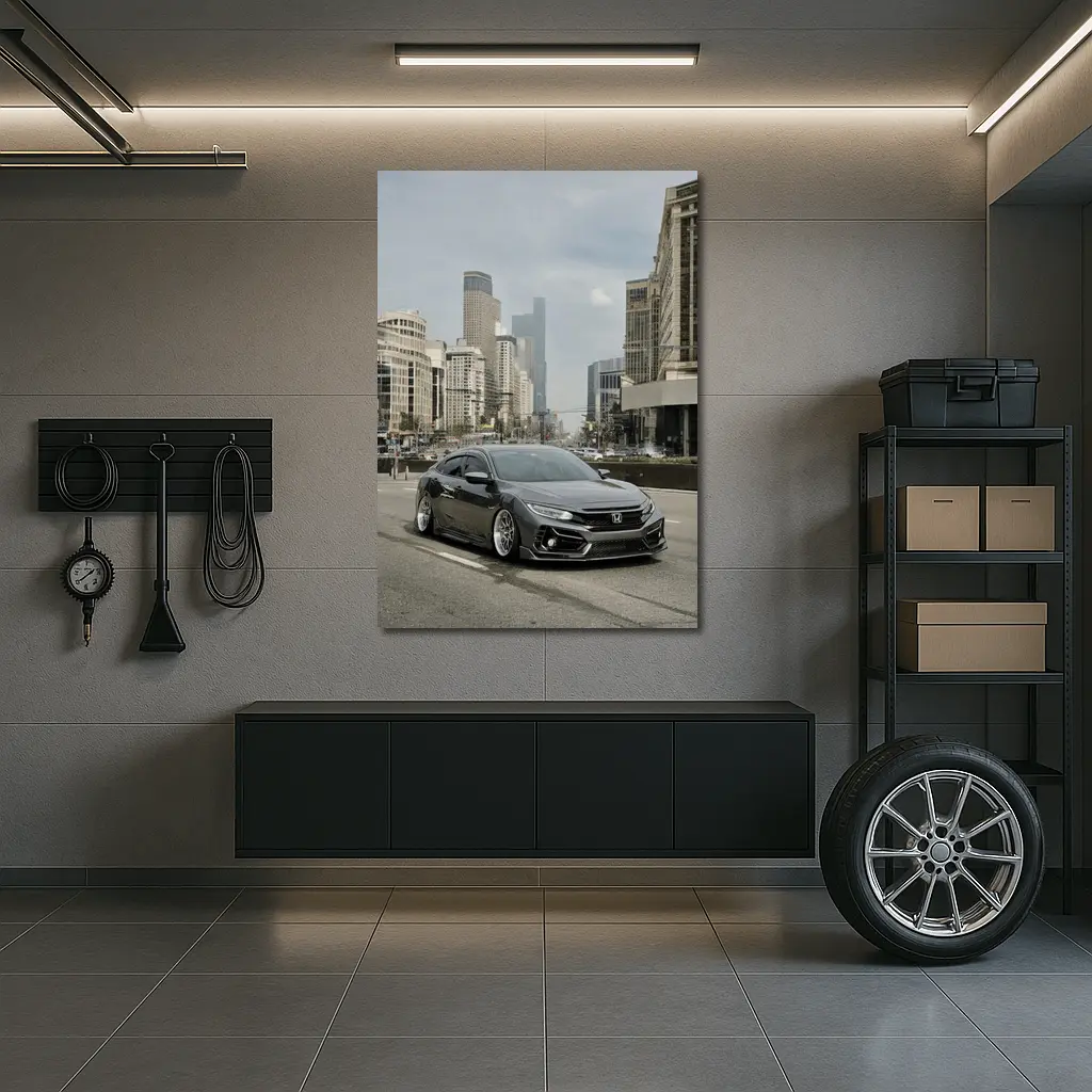 Honda Civic Stance City Street Urban Scene – Wall Art