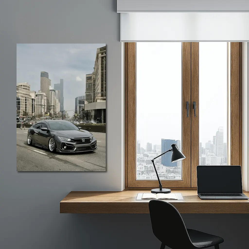 Honda Civic Stance City Street Urban Scene – Wall Art