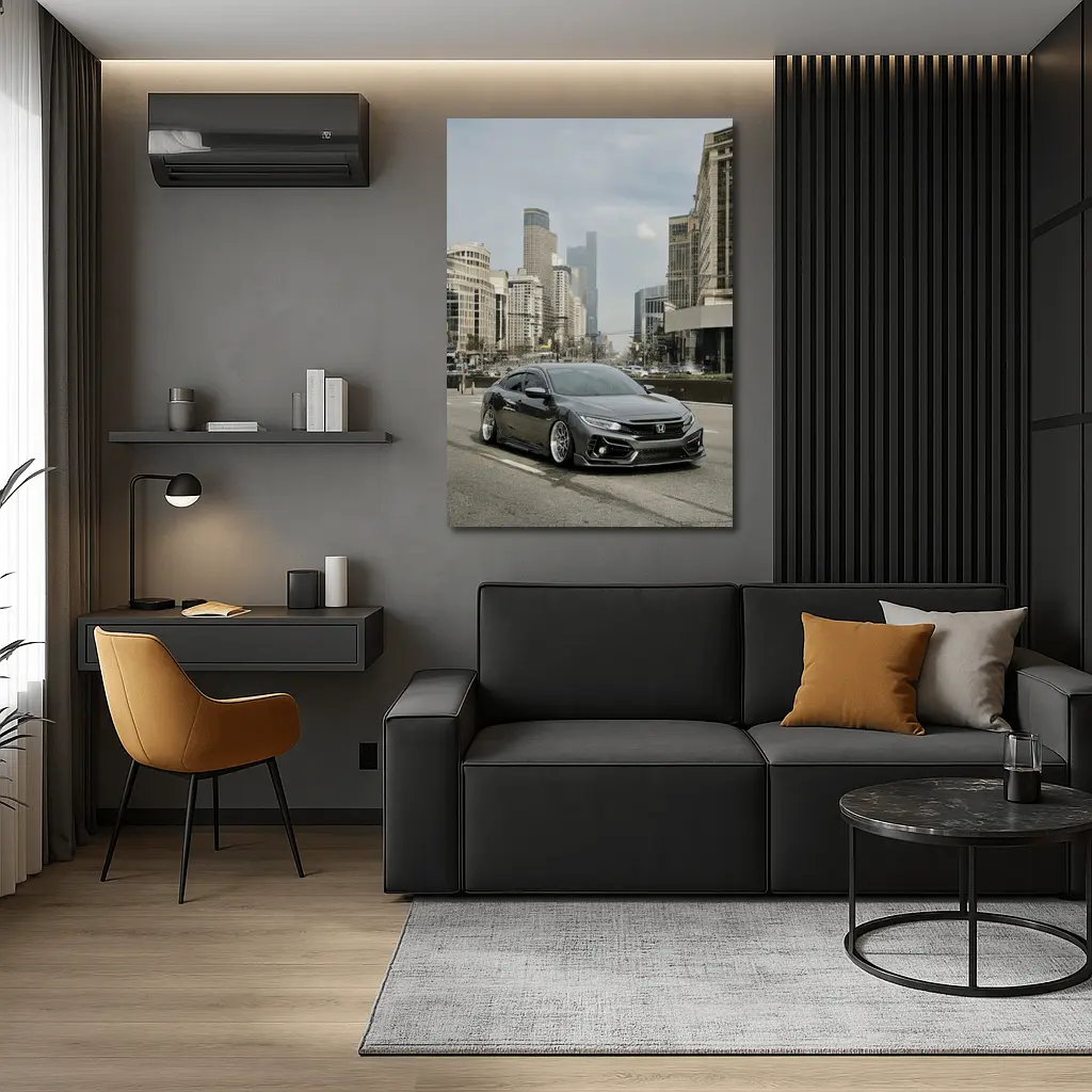 Honda Civic Stance City Street Urban Scene – Wall Art