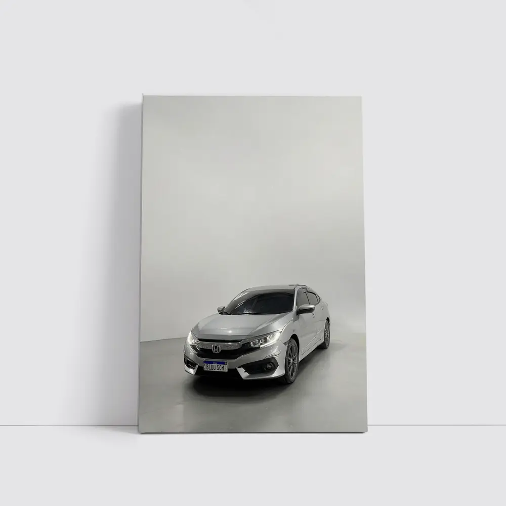 Honda Civic Silver Car White Studio Background – Wall Art