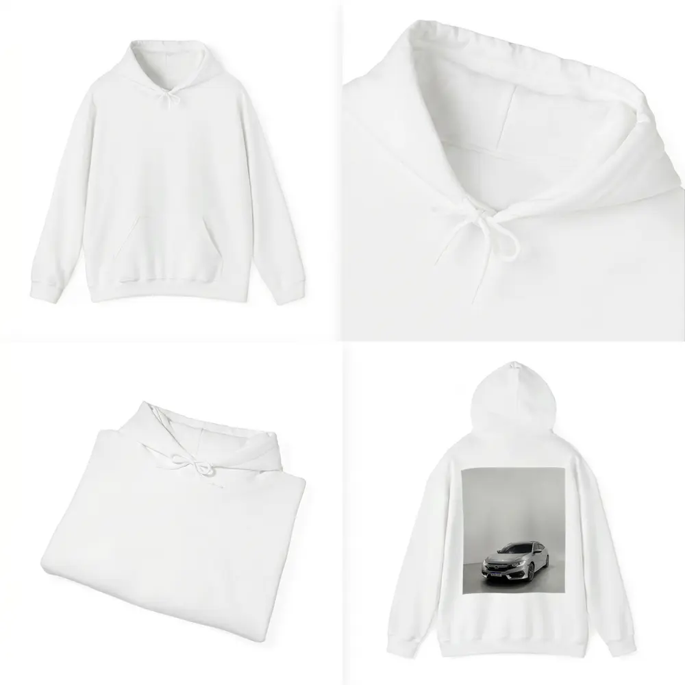 Honda Civic Silver Car White Studio Background – Hoodies