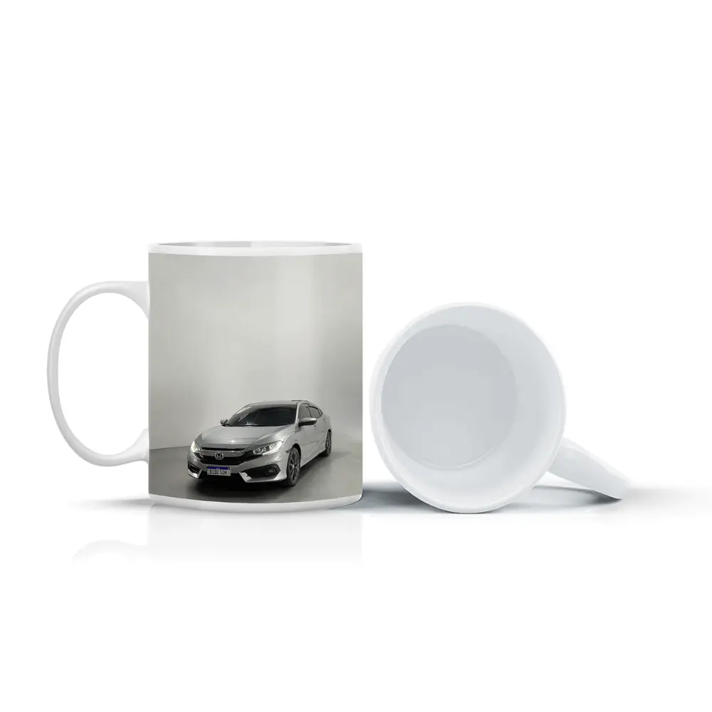 Honda Civic Silver Car White Studio Background – Mugs