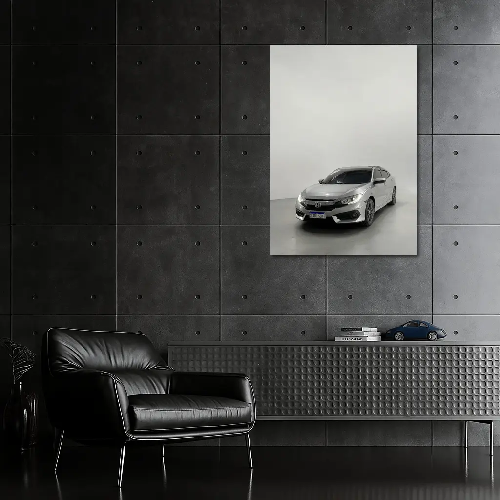 Honda Civic Silver Car White Studio Background – Wall Art