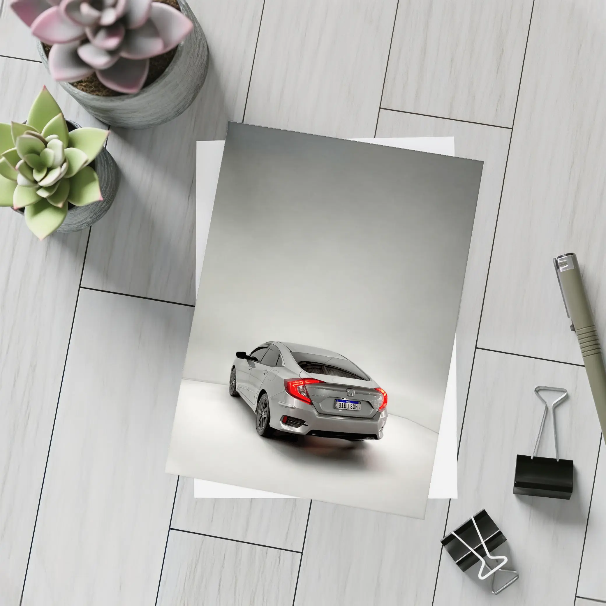 Honda Civic Gray Rear Studio Shot – Postcards