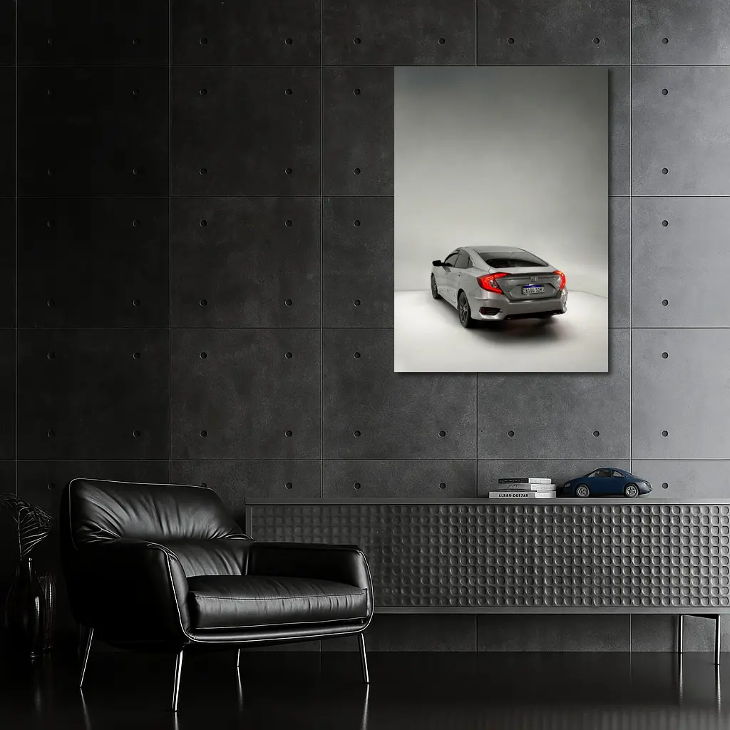 Honda Civic Gray Rear Studio Shot – Wall Art