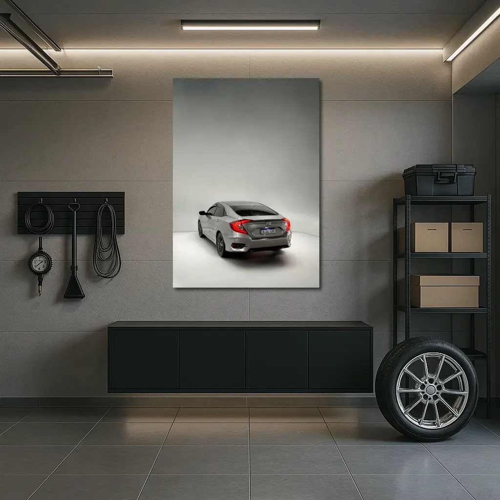 Honda Civic Gray Rear Studio Shot – Wall Art