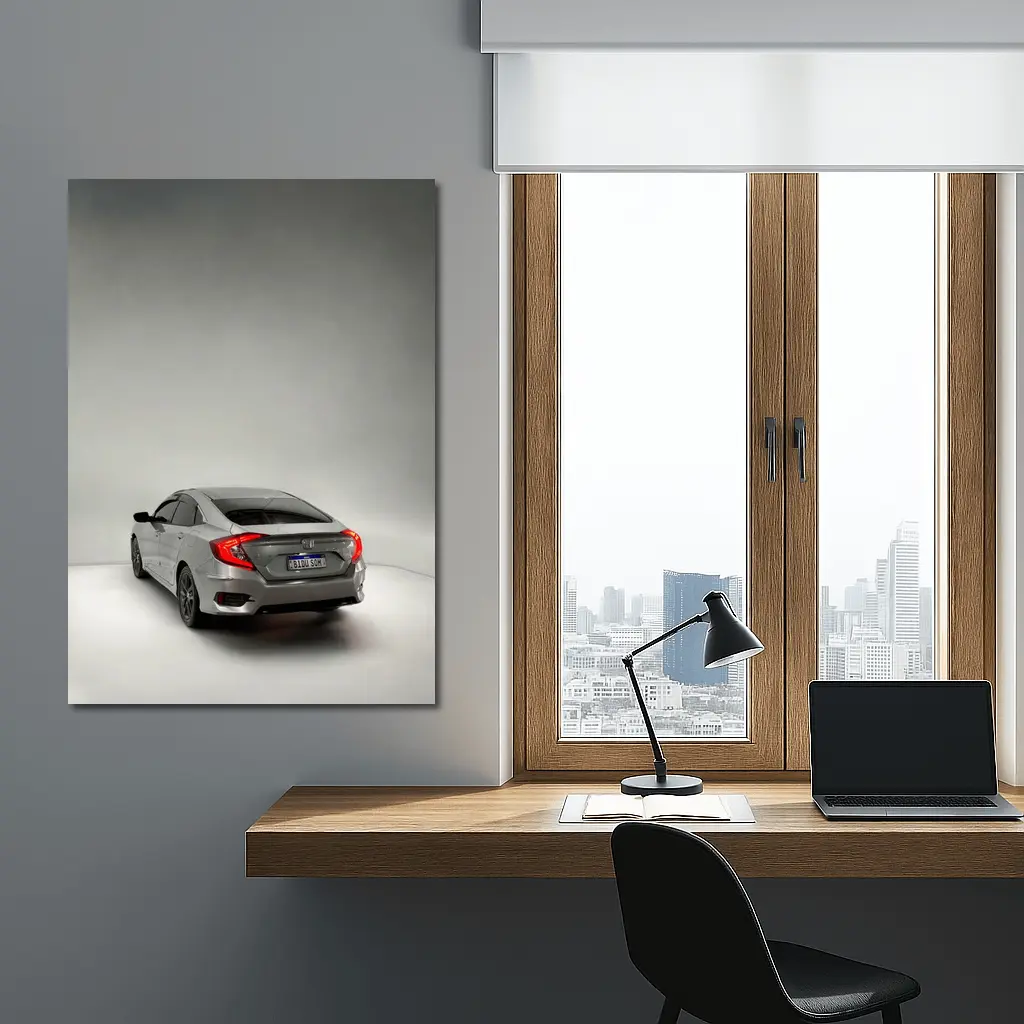 Honda Civic Gray Rear Studio Shot – Wall Art